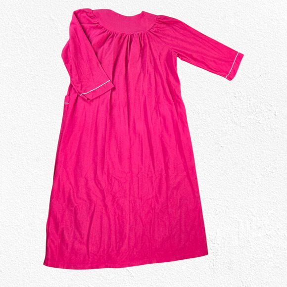 80s Vintage Bright Pink Button Down Long Robe Loungewear Sleepwear Size 20W - Picture 14 of 14